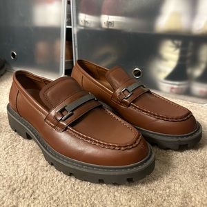 CALVIN KLEIN mens Casual Lug Sole brown Loafers higher base 8m